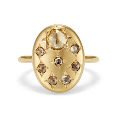 'Rose Cut' Yellow and Fawn Diamond Pebble