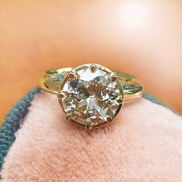 Old Cut Almond Claw Diamond Ring