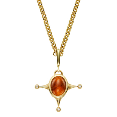 The Orange Tourmaline Serenity Pendant on a Baby Belcher