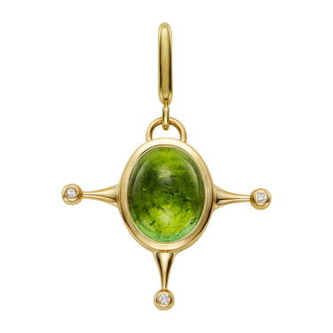 The Green Tourmaline Serenity Pendant on a Baby Belcher