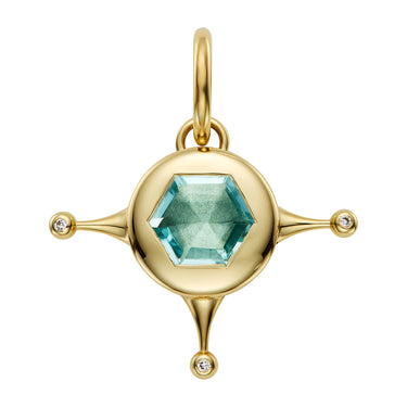 The Small Aquamarine  Serenity Pendant on a Baby Belcher