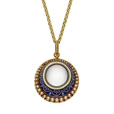 Carlo Guiliano Enamel, Pearl and Rock Crystal Pendant c. 1890