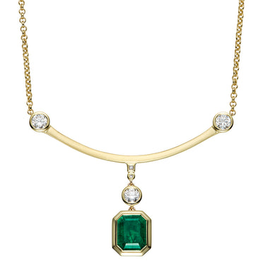 The Emerald and Diamond Wishbone Necklace