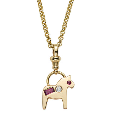 The Ruby and Diamond Dala Horse Charm on A Baby Belcher