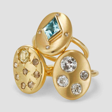 'Rose Cut' Yellow and Fawn Diamond Pebble