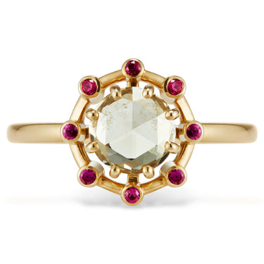 Yellow Rose Cut Diamond Satellite Ring