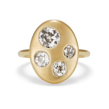 Old Cut Diamond Flush Pebble Ring